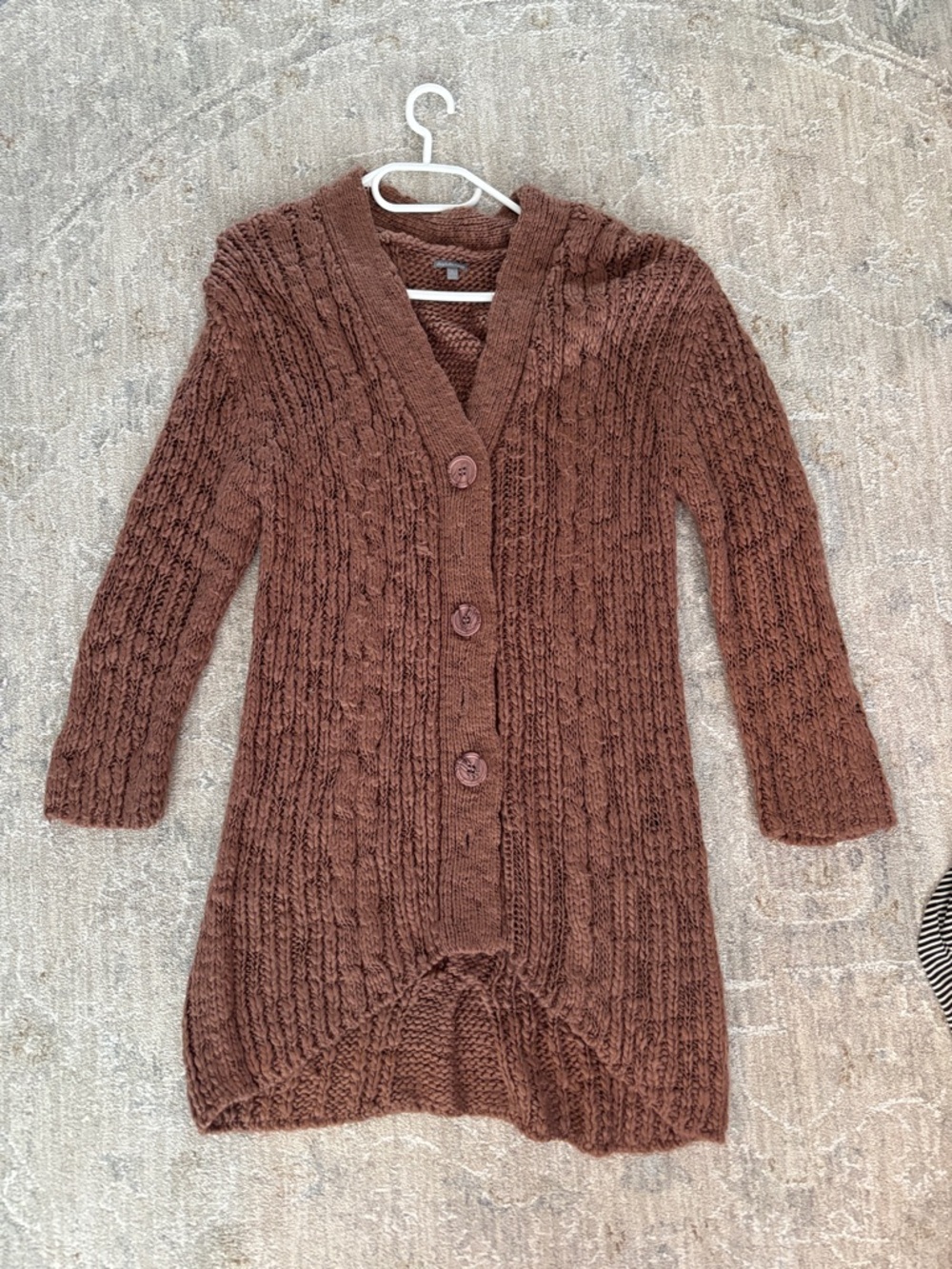 Cozy Chunky Knit Brown Button-Front Women’s Sweater cardigan